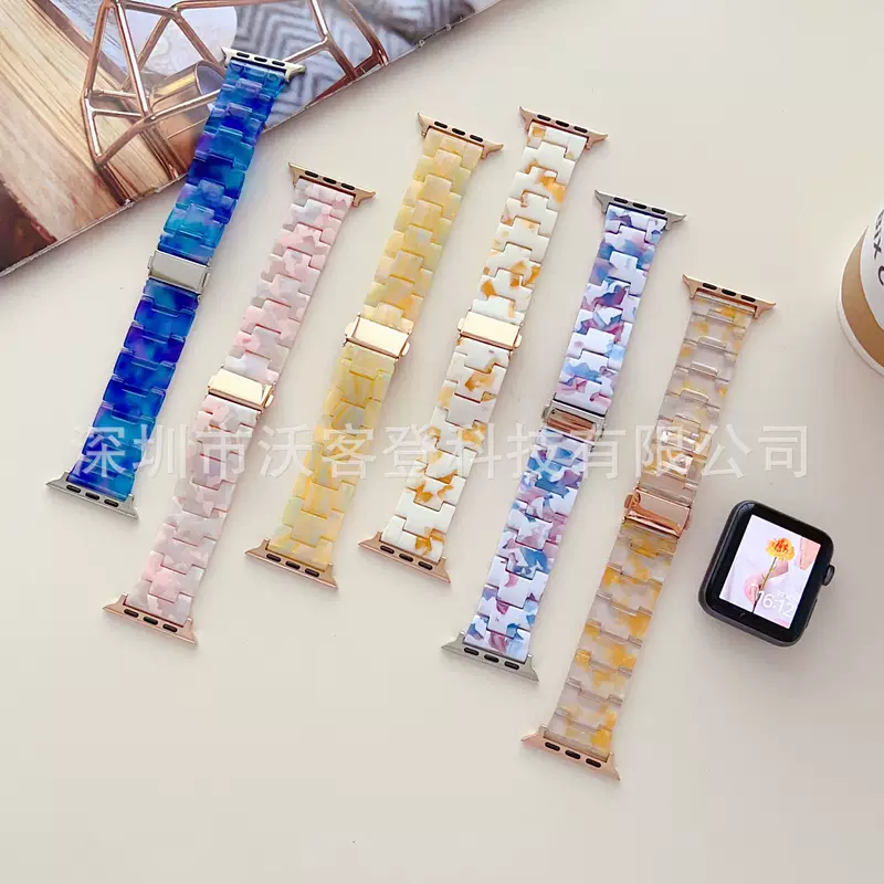 Подходит для Apple Watch ремешок из цветной смолы, Apple Watch 8/SE/7/6/5/4/3, модный и простой