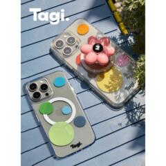 Tagi.キャンディー手描きカラーポイントカラー透明tpu磁気吸引iPhone全包携帯ケース16を適用する