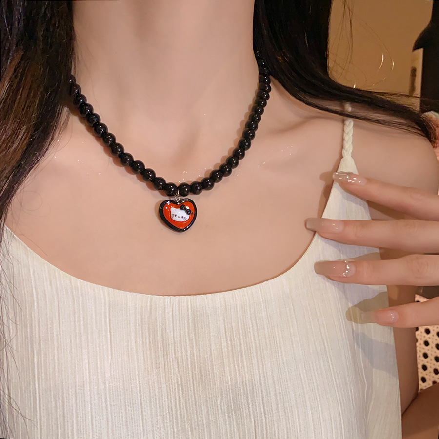 Collar con cuentas de perlas de amor de cristal de plata rota, cadena de clavícula de todo fósforo, collar de moda de color, accesorios nuevos productos al por mayor