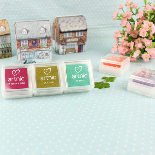 Japanese AS moon cat ink pad small single-sided art paper with ink pad rubber stamp handbook set color printing film