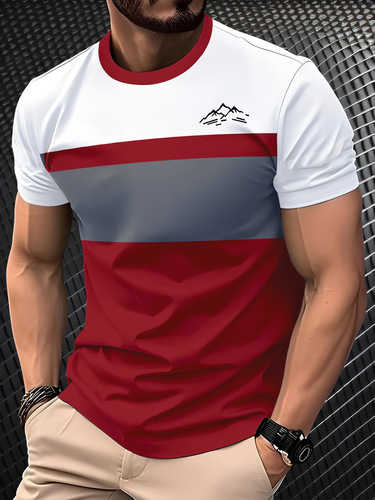 New Summer 3D Digital Printing Short-Sleeve T-Shirt for Men, European and American Fashion Casual Style Printed Crew Neck Short Sleeve