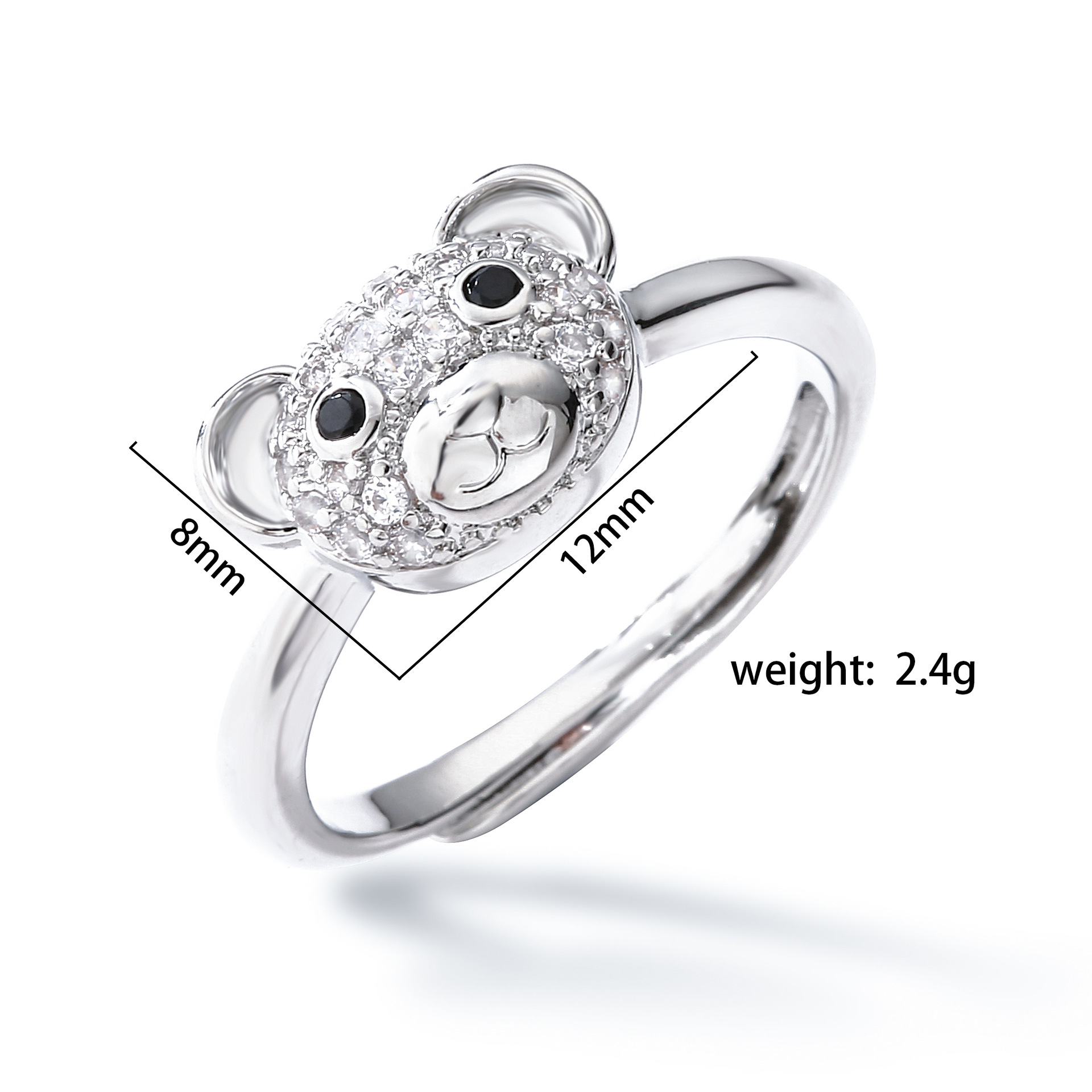 Mignon Ours Le Cuivre Placage Incruster Zircon Anneau Ouvert 1 Pièce display picture 4