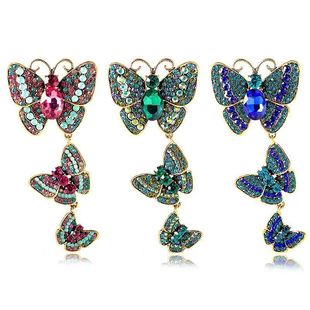 Butterfly diamond brooch niche design long suit rhinestone retro insect pin high-grade butterfly brooch wholesale
