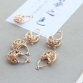 铜镀金镂空长命锁耳坠配件古风发簪流苏材料汉服首饰