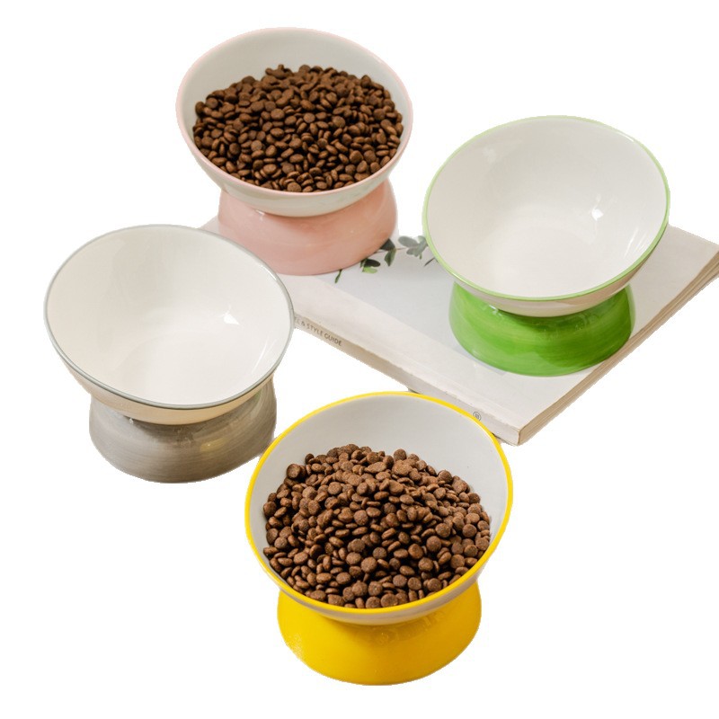 Tacos de cerámica para gatos, tacos para perros, tacos para mascotas, cuchillo de protección de pies altos, cuenca para gatos, tazón de agua negra para gatos, artículos para mascotas