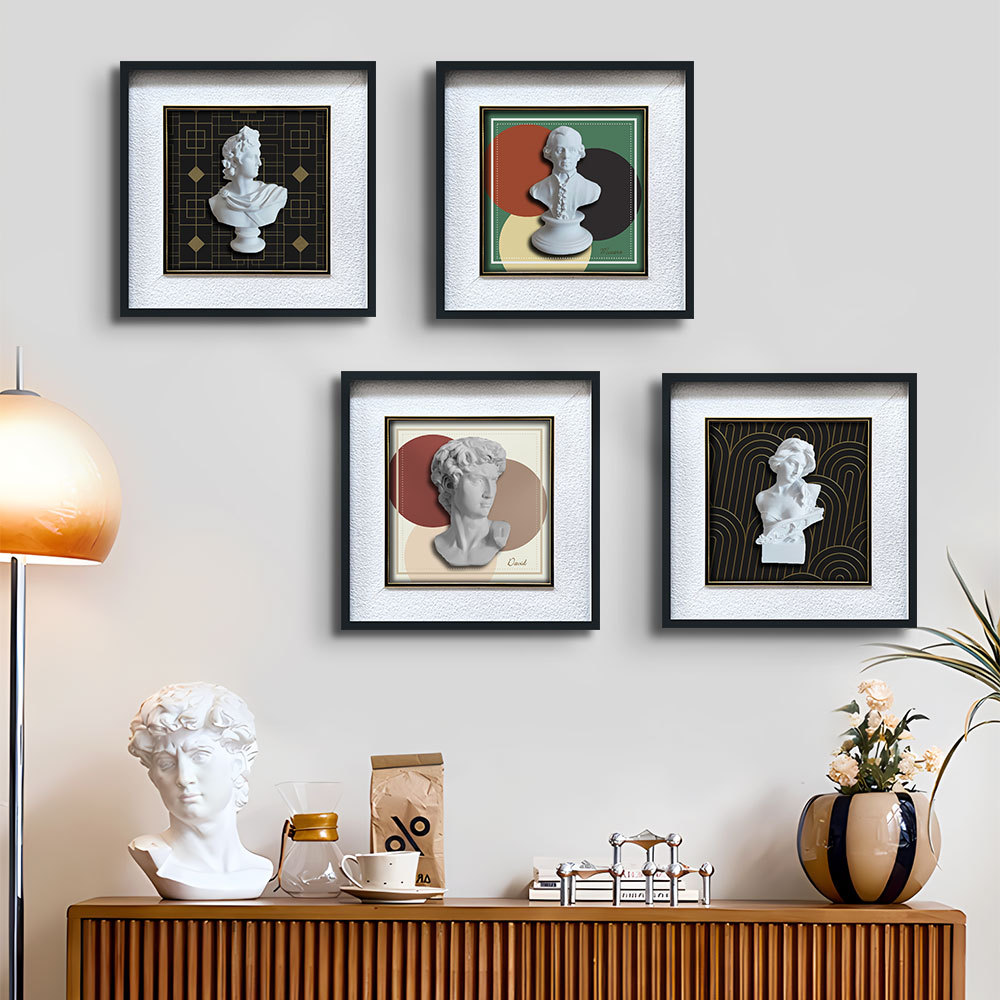 Decoración de sala de estar minimalista pintura porche pasillo dormitorio mural David tallado Jane Ou arte retro pintura creativa colgante