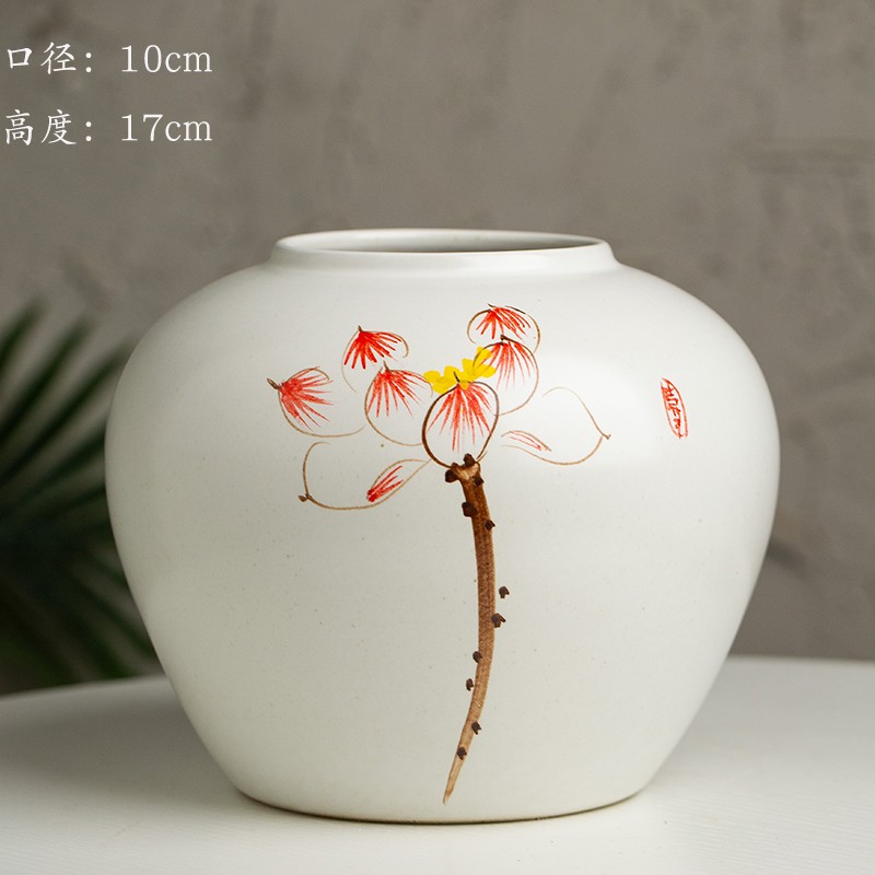Jingdezhen nuevo jarrón de cerámica china planta maceta de flores de cerámica vintage flor seca sala de estar decoración moderna simple estricta