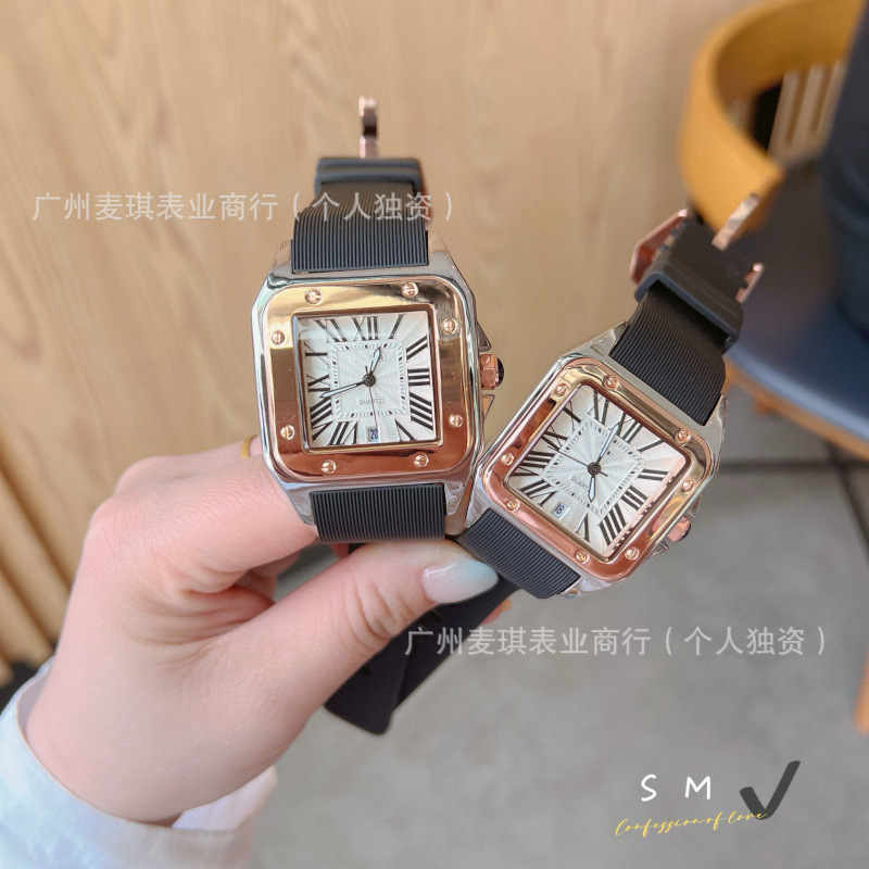 Kajia Santos Silicone Watch for Men and Women, Fashionable and Versatile Tape Quartz Watch, Calendar Women's Watch Wholesale