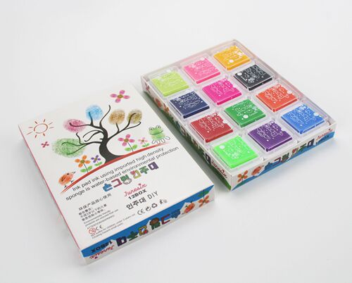 3x3cm children's finger painting color ink pad set 12-color DIY finger painting pigment ink pad