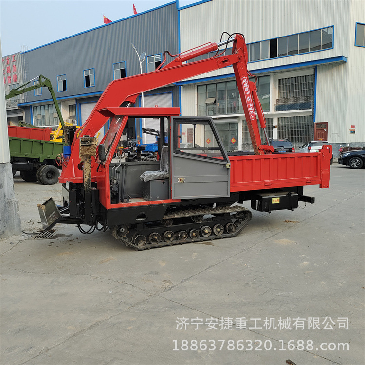 山上拉树履带随车抓 上操作液压车载抓木机 8吨四驱农用随车抓