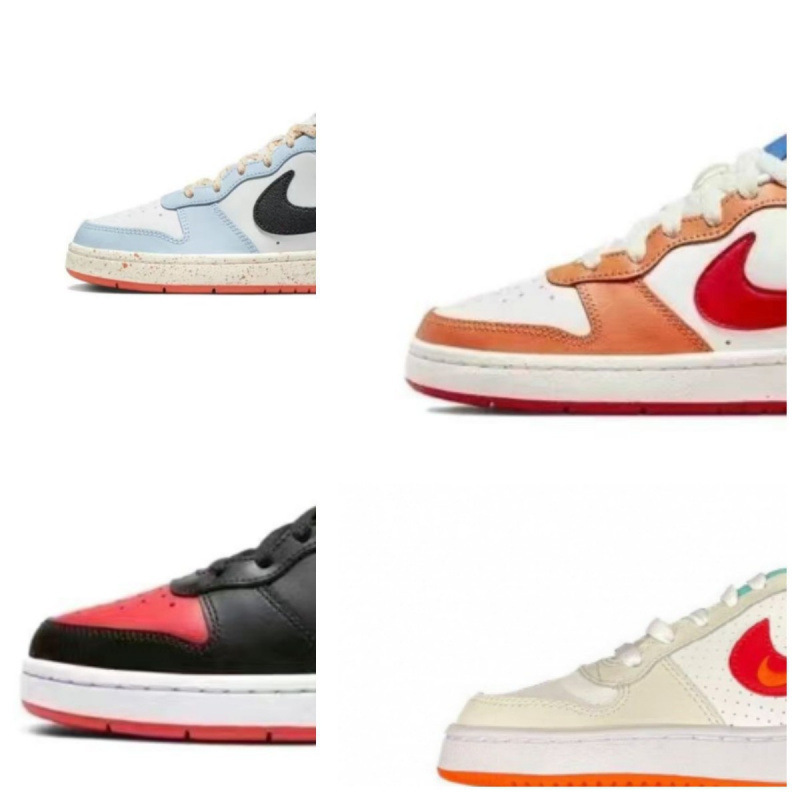 Court Borough Low2 White Blue Splash Ink Black Red Student Couple Men and Women College Low-Top Sneakers Bq5448