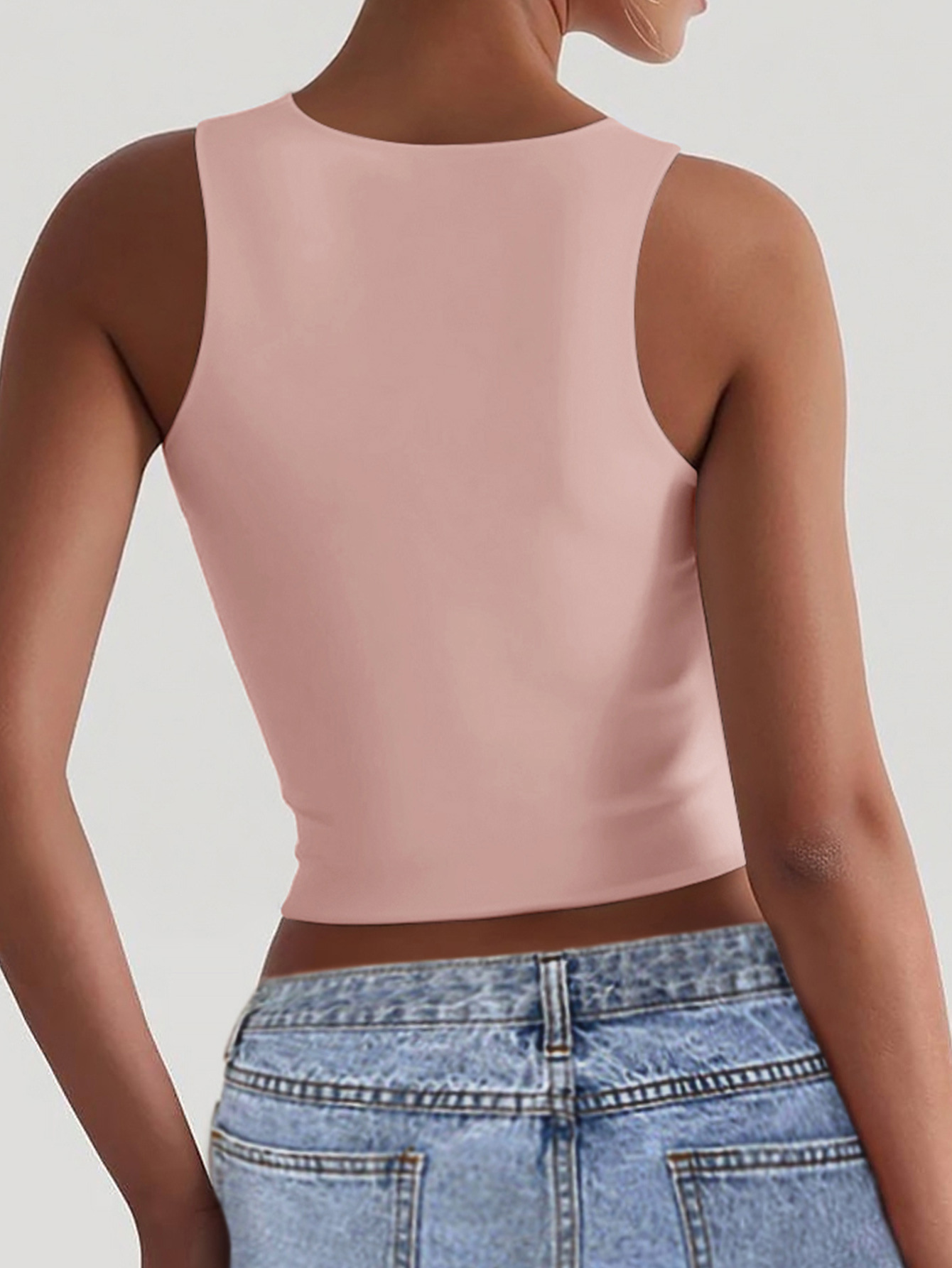 Slim Fit Type Wholesale Women's Casual Basic Solid Color Navel Exposed Tank Tops