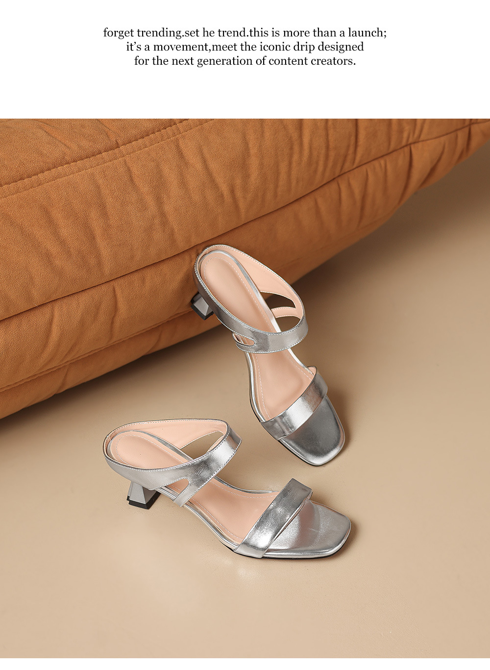 Sandal nữ hở mũi gót 5 cm da bò quai ngang đơn giản — đen chi tiết 21