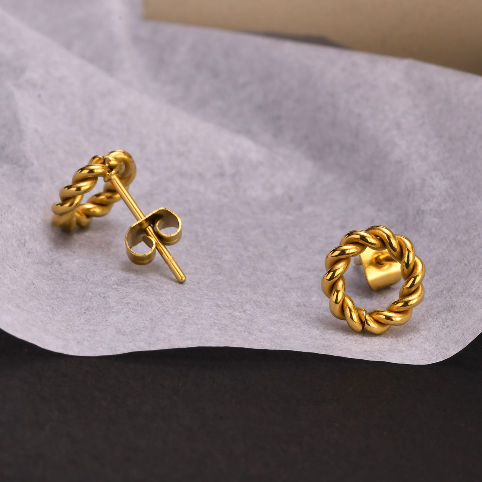 304 Stainless Steel Chain Material 1 Pair Quantity 1 Pair Retro Geometric 201 Stainless Steel Gold Plated Stainless Steel Earrings