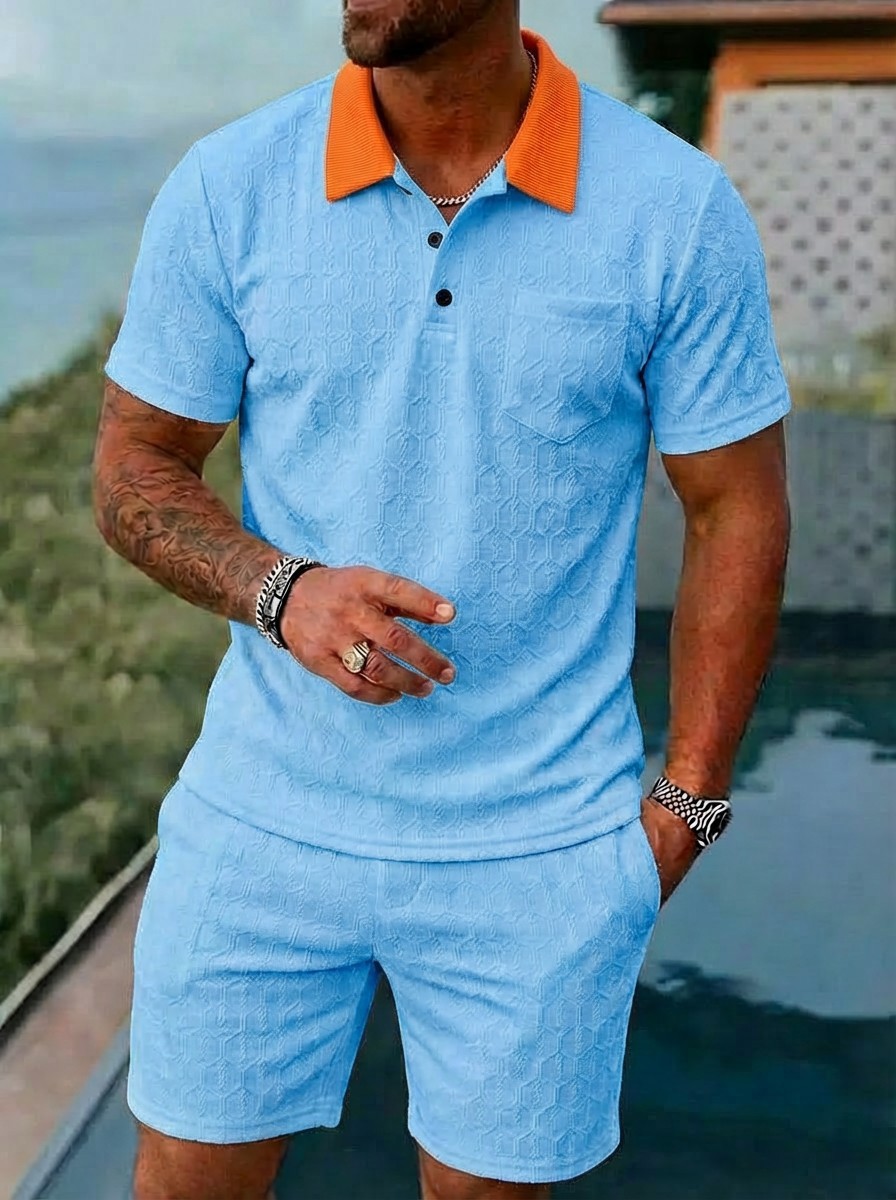 Men's Clothing Summer Fashion Breathable Color Blocked Pocket Short Sleeved Shirt Sports_viptrois.com