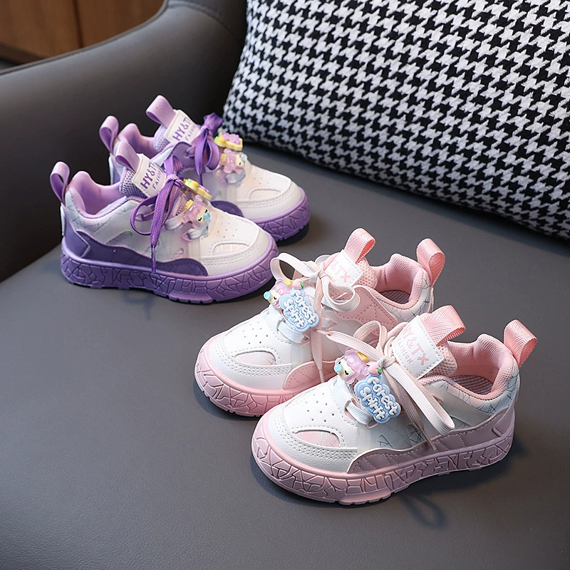 2023 Весенние новые кроссовки для девочек От 2 до 6 лет 3 детская обувь принцессы Нескользящая детская повседневная обувь с мягкой подошвой