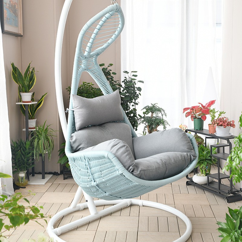 Silla colgante individual de mimbre para exterior, tipo nido de pájaro, para balcón, patio, o interior, tipo columpio, en stock. image 29