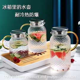 家用锤纹冷水壶防爆高硼硅玻璃凉水壶凉开水杯子大容量茶壶套装