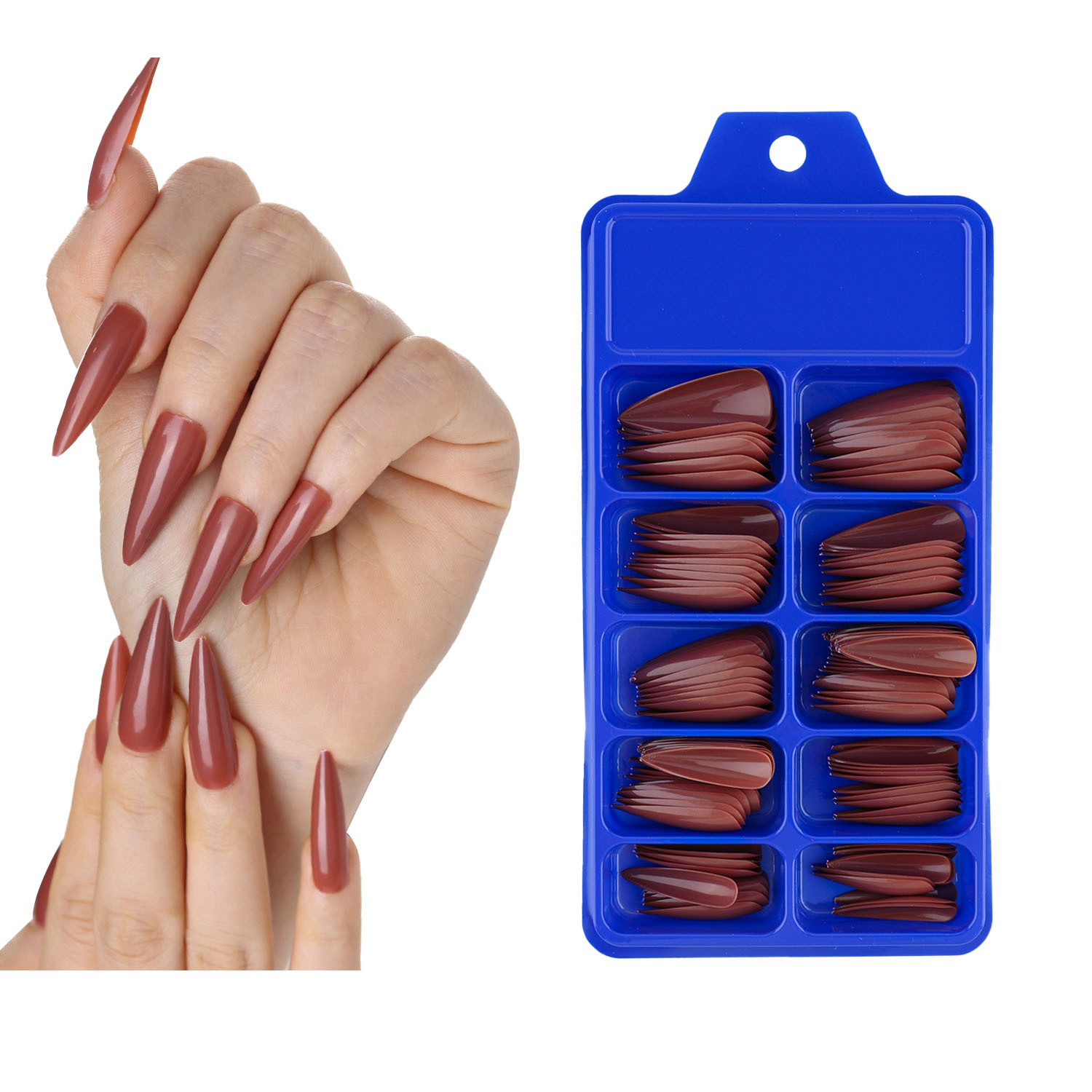 extra-long long solid color glossy multicoloured fake nails…