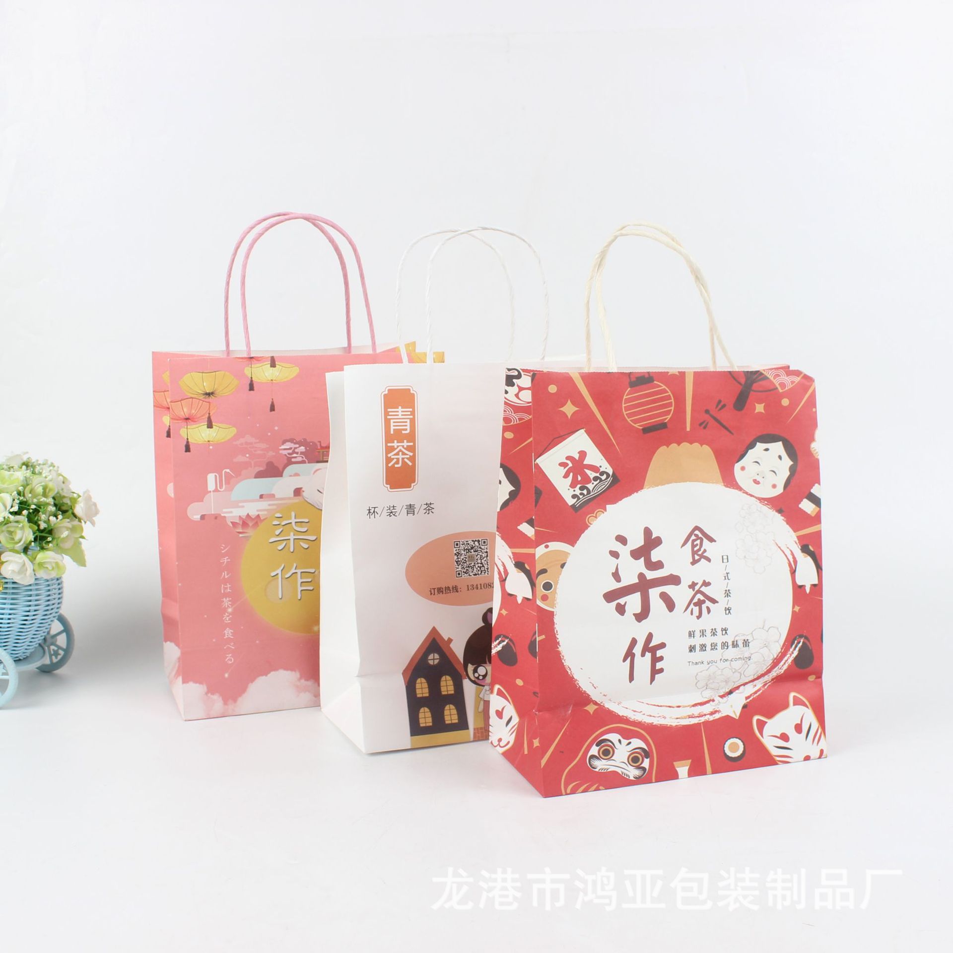 纸袋外卖手提纸袋黄牛皮纸手提袋外卖打包袋奶茶外卖打包袋定制