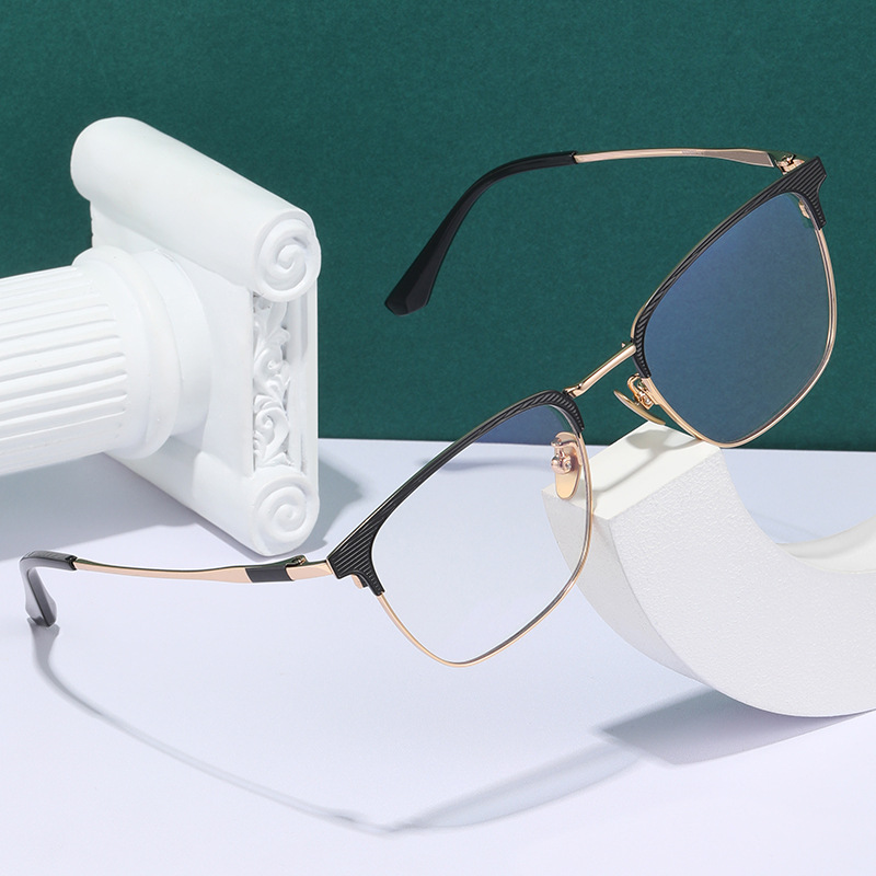 2021新款纯钛素颜眼镜近视防蓝光商务男潮流百搭半框架平光镜批发|ru