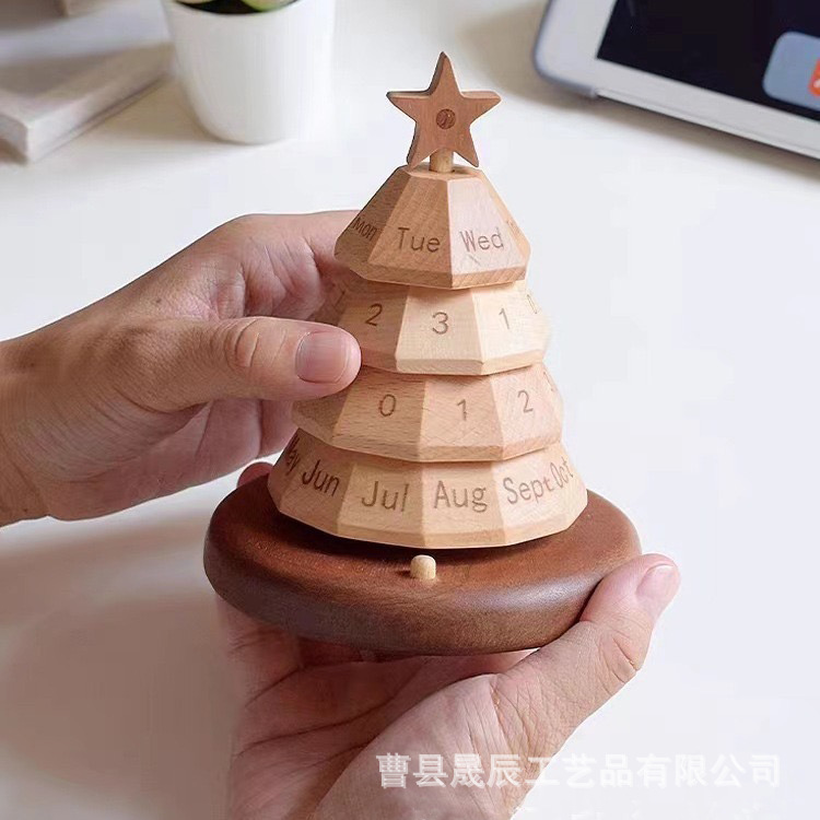Transfronterizo nuevo calendario de árbol de Navidad de escritorio giratorio decoración escritorio calendario Oficina escritorio calendario regalos de Navidad