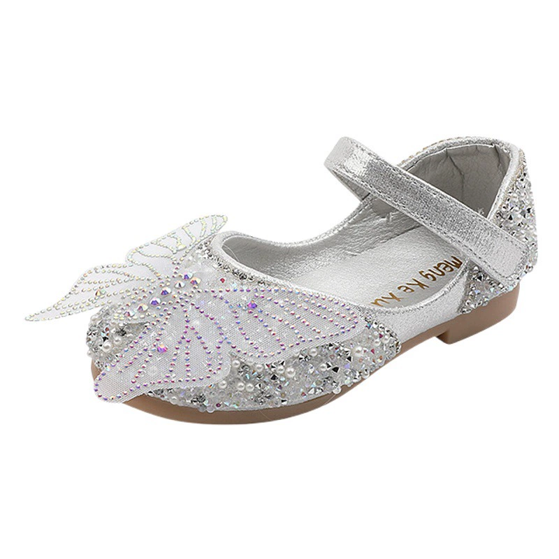 Весенне-осенние туфли для девочек в корейском стиле с бантом и квадратным носком для танцевальных выступлений, 2025 г., для детей младшего и старшего возраста, одиночные туфли, маленькие кожаные туфли.