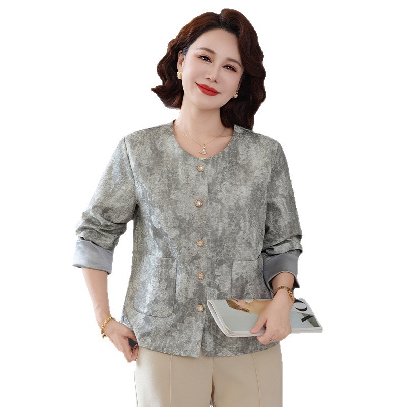 新款中年女装春秋高贵气质夹克上衣服妈妈秋装新中式国风时尚外套|undefined