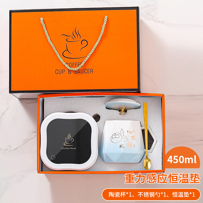 Juego de regalo de taza térmica con diseño de caqui, con logotipo personalizado, taza de cerámica como recuerdo