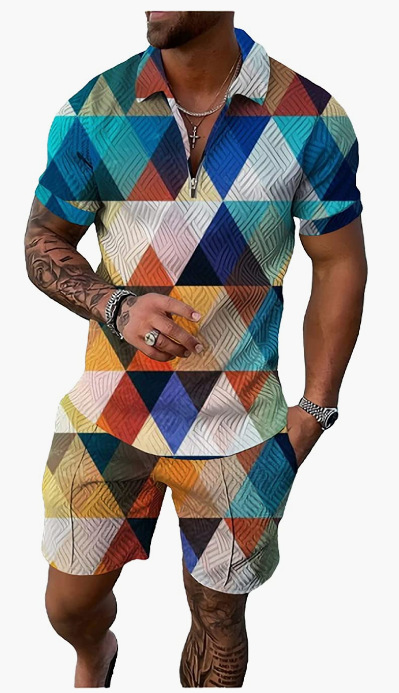 Nuevo europeo y americano transfronterizo de los hombres 3 Polo camisa traje de solapa de manga corta Jersey casual camiseta de los hombres de una sola pieza de entrega