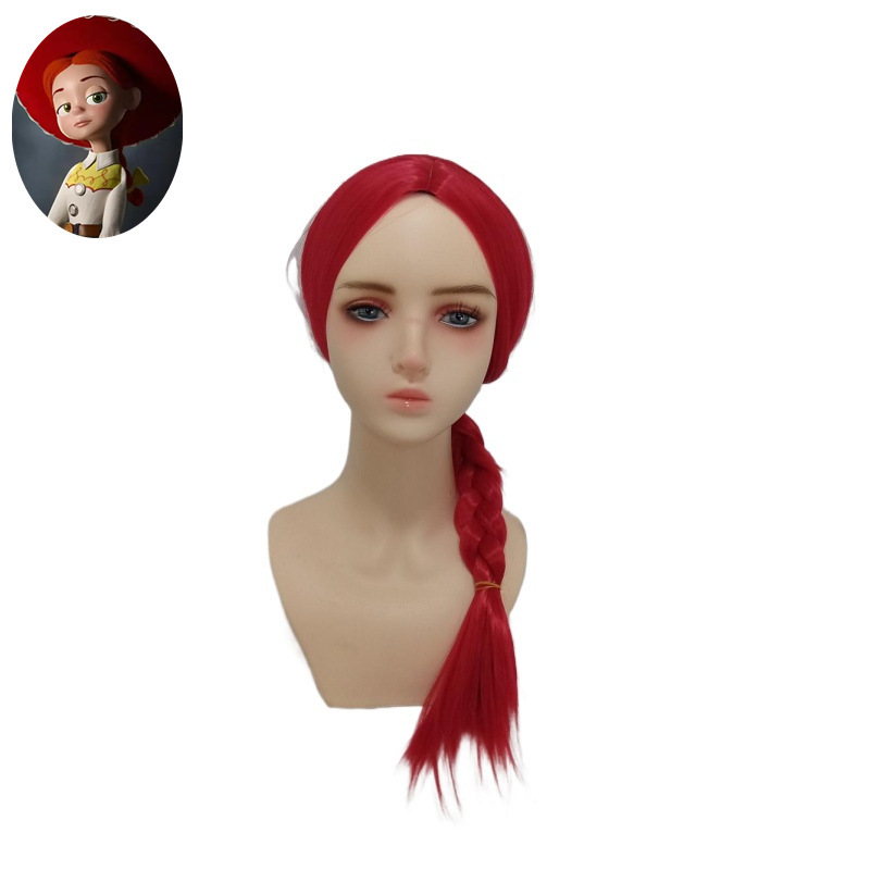 "Toy Story 4" Jessie cartoon wig COS red braid wig red wig female