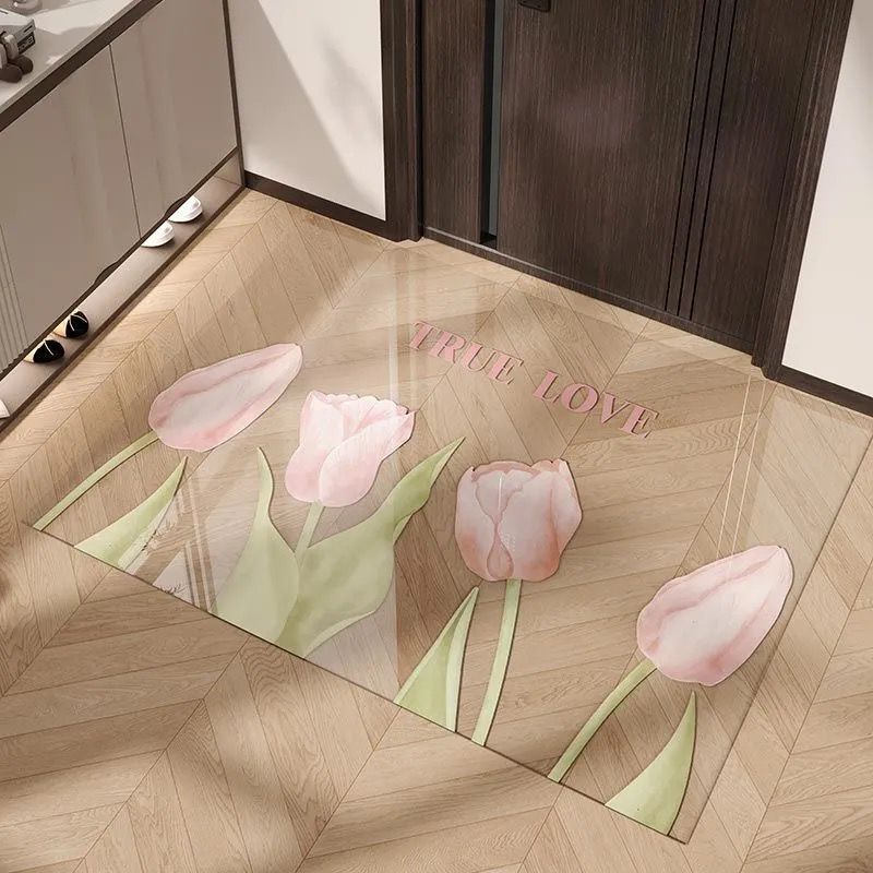 Entrance Door Floor Mat Accessible Luxury High-End Pvc Transparent Soft Glass Anti-Slip Foot Mat Entrance Home Entrance Door
