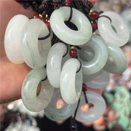 天然新疆金丝玉天山翠平安扣如意锁玉坠批发 带翠玉石玉挂件直播
