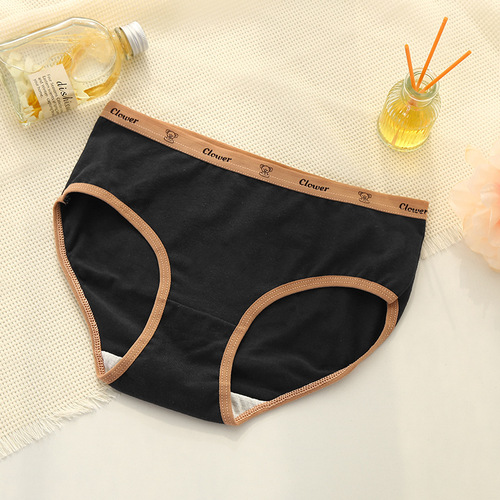 Women's pure cotton underwear, women's pure cotton antibacterial summer thin mid-waist girl's soft, breathable and skin-friendly briefs