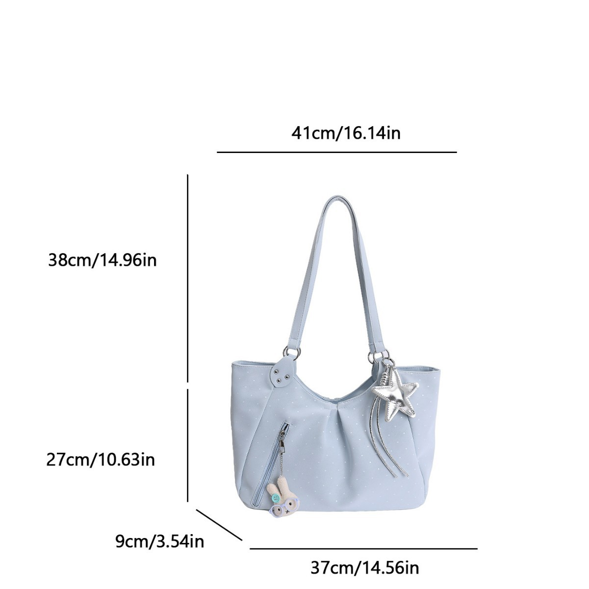 Cross-Border Retro Polka Dot Preppy Tote Bag For Women 2026 New Fashion Versatile Large Capacity Shoulder Bag - Thumbnail 5