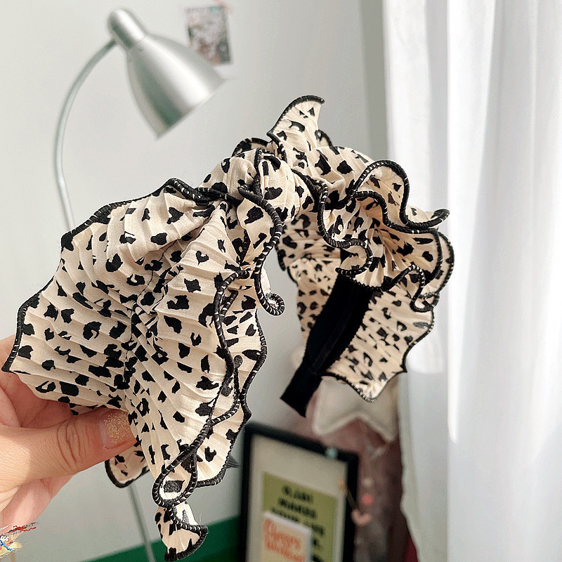 New Korean Retro Wood Ears Leopard Houndstooth Hairband display picture 5