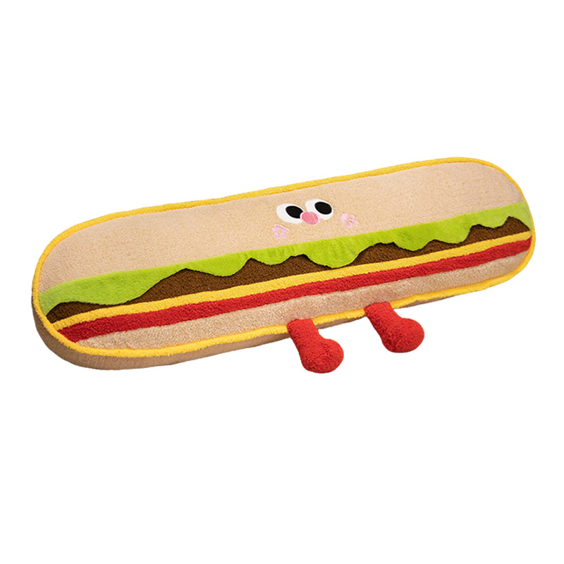 Hamburguesas de dibujos animados galletas almohada de tira larga almohada de cama dormir lateral almohada de pierna almohada desmontable almohada de cabecera almohada
