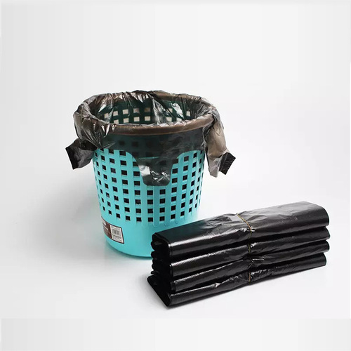 Black trash bag shoulder strap backpack bag disposable plastic packing convenient bag thick large garbage bag