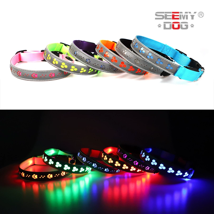 Новый светоотражающий ошейник для собак с полым узором в виде сот, светодиодный, перезаряжаемый, светящийся в темноте.