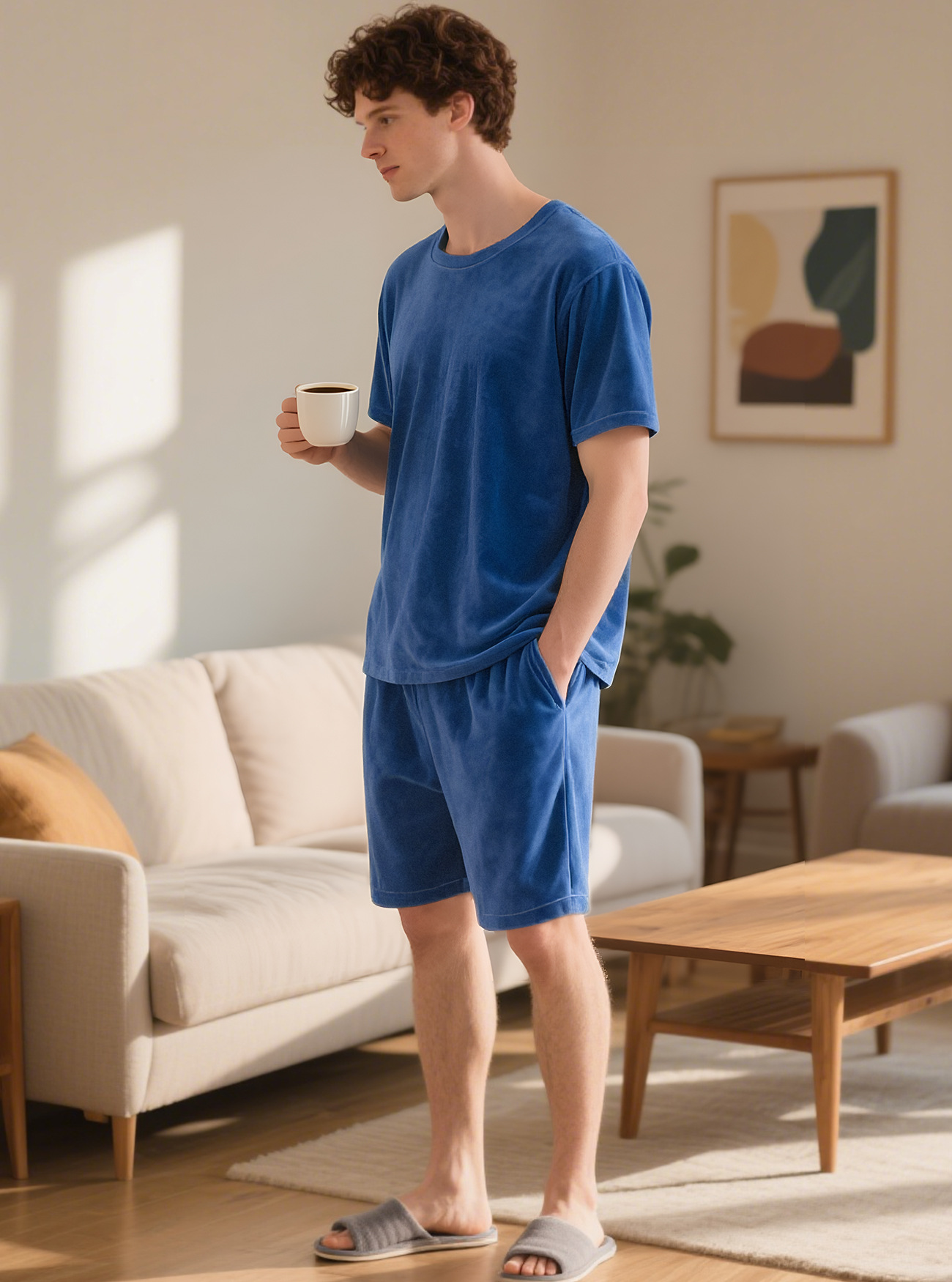 Herren Sport Set T-shirt Und Shorts In Einfarbigem Design_voghion.com