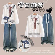 初中生套装女2025新款青少年女装马甲衬衫少女秋装学生两件套高中