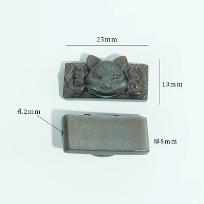 Natural silver obsidian small Zərgərlik ara hissələri - 26-cross-hole-fox-hand-card