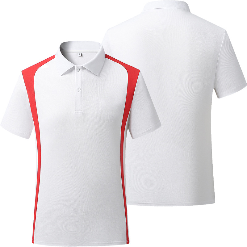 25 Summer Color-Blocked Lapel Sports Short-Sleeved T-Shirt Pique Cotton Men's and Women's Polo Swimming Fitness Gym Coach Uniform Customization