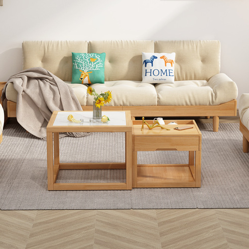 Cloud sofa solid wood fabric Italian minimalist small apartment living room furniture log cream style double modern simple