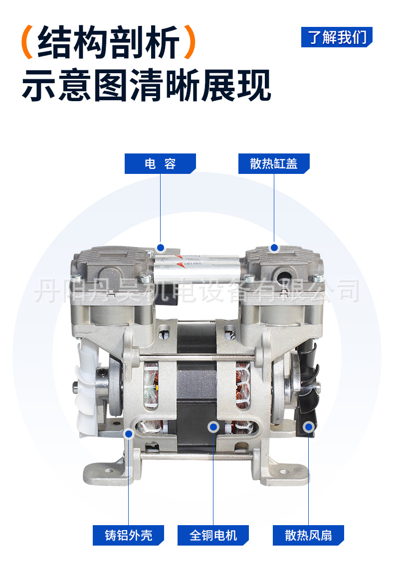 Dan Hao Electromechanical Ol90 Oil-Free Small Air Compressor Silent Piston Air Pump 80W Portable Dry-Type Compressor