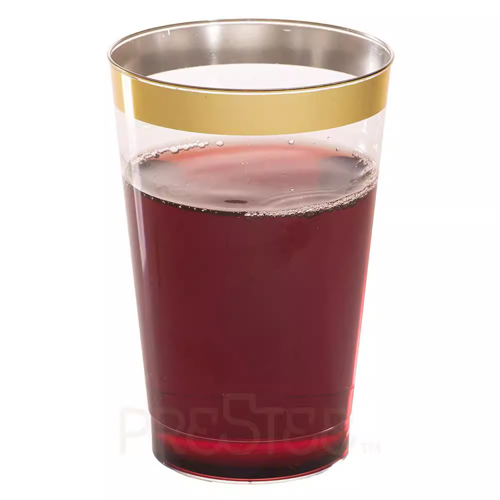 14oz borde dorado taza transparente Doble Oro borde desechable cara taza de plástico cocina drinkware