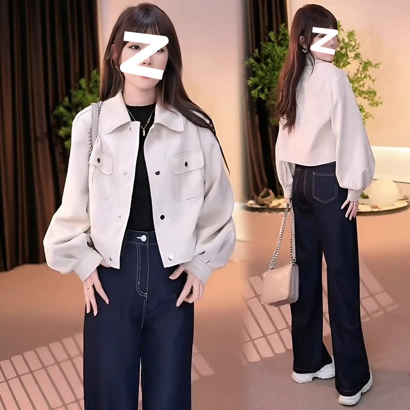 洋气时尚流行春秋新款翻领短外套女韩版宽松休闲显瘦百搭夹克上衣|undefined