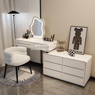 2024 New Solid Wood Slate Bedroom Dresser Cream Style Cupboard Modern Simple Dressing Table Integrated Dressing Table