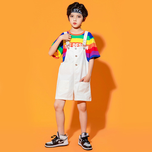 Kindergarten Children's Day Performance Outfit: Adorable Suspender Pants for Choir Dance, Perfect for Elementary School Cheerleading Performances—Summer Edition