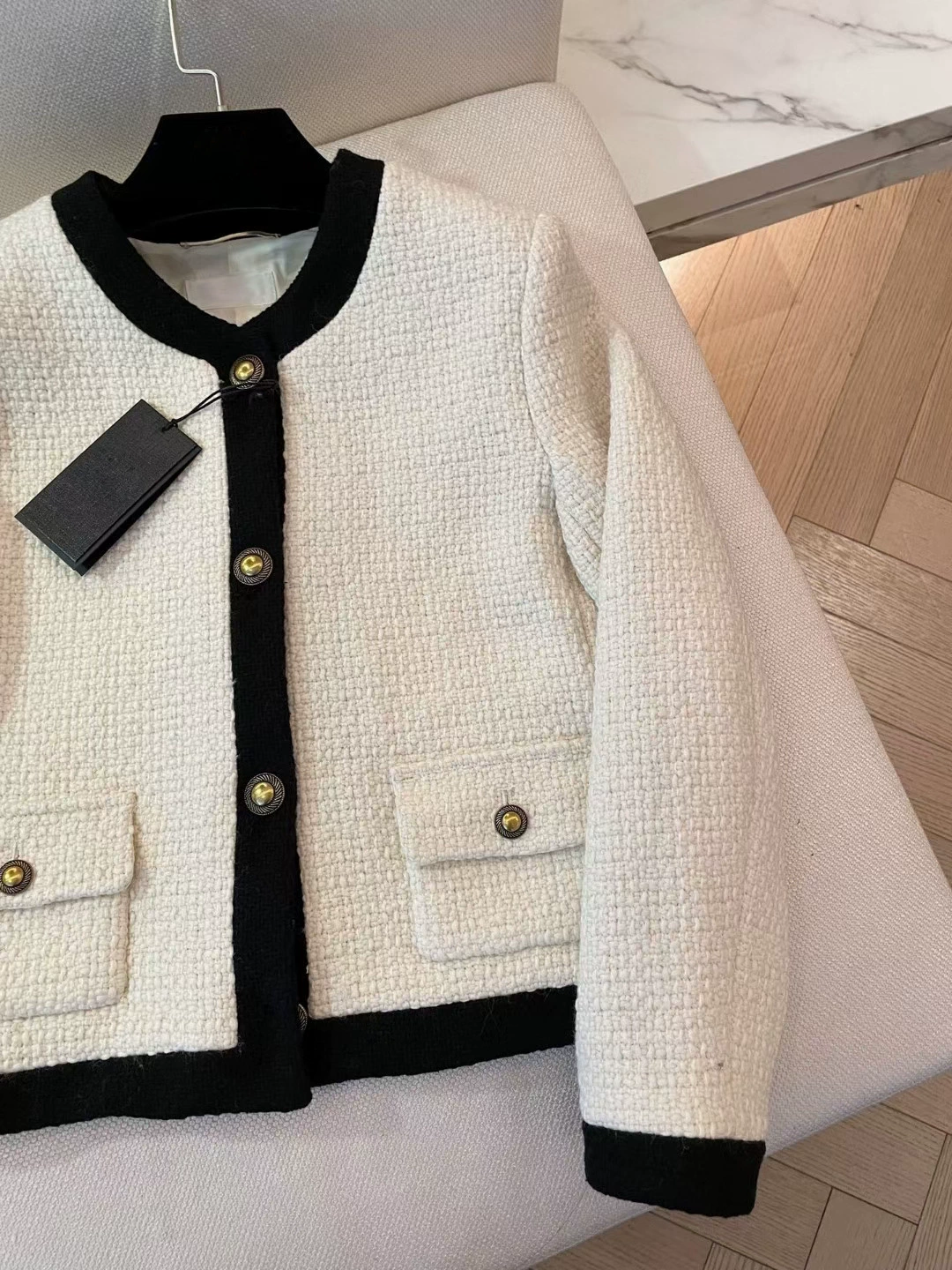 Классическая ретро шерстяная металлическая куртка, стиль Chanel